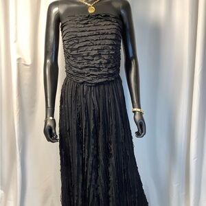 Black Strapless Ruffled Jump Suit